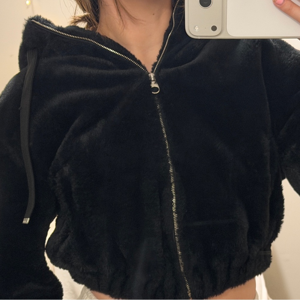 Bershka Plush Black Teddy Jacket - Picture 1 of 4